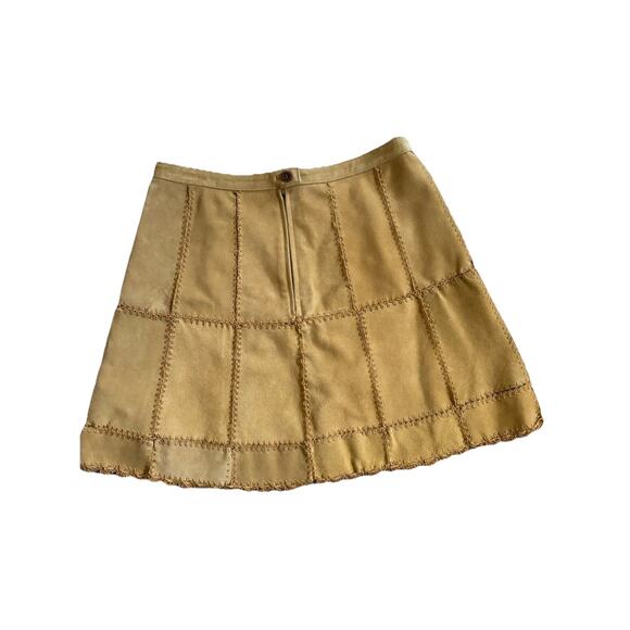 Free People Piece Out Suede Patchwork Mini Skirt Tan Women's 8 EUC - Picture 4 of 10